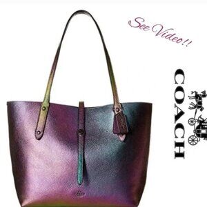 Coach Iridescent Hologram Oil Slick Market Tote Bag Purse